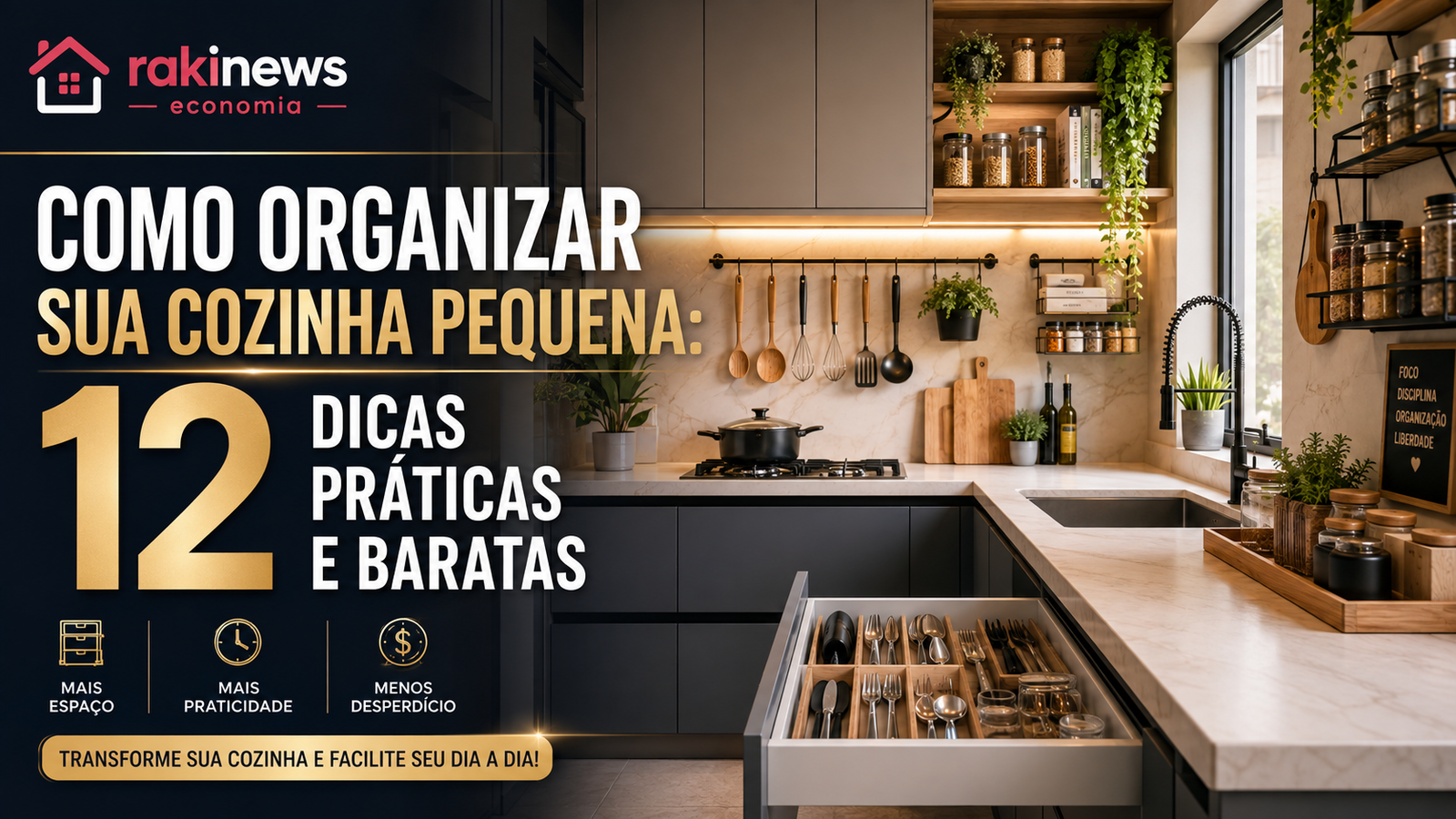 COMO ORGANIZAR SUA COZINHA PEQUENA: 12 DICAS PRÁTICAS E BARATAS