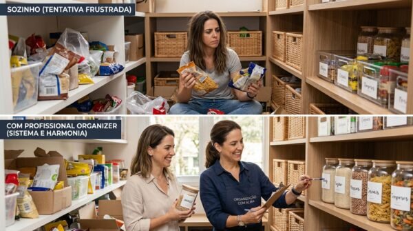 DIFERENÇA DE ORGANIZAR SOZINHA E COM UMA PROFISSIONAL ACOMPANHANDO