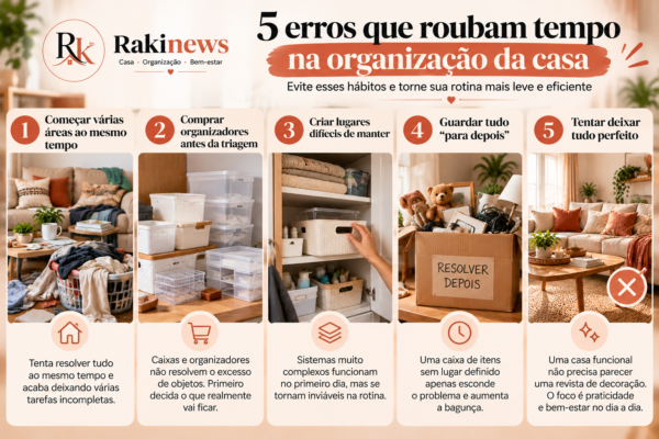 lista de erros na organização da casa