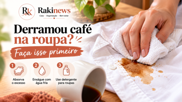café derramado na roupa